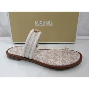 Michael Kors Veronica Flat Thong Sandals Double Strap Light Cream Size 7.5